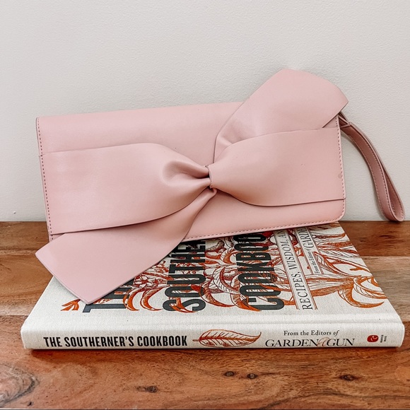 a new day Handbags - a new day Pink Clutch with Bow Detail